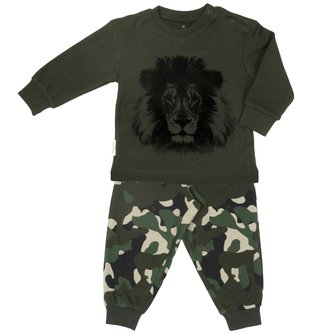 Frogs and dogs pyjama jongens leger groen camouflage leeuw maat 74, maat 80, maat 86, maat 92, maat 98, maat 104, maat 110, maa