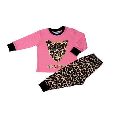Roze panterprint tijgerkop pyjama wild child meisjes 