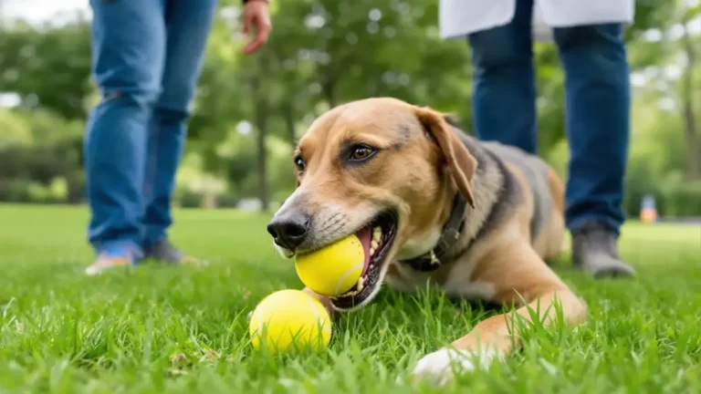 Als dierenarts raad ik tennisballen voor honden af, een onderschat risico voor hun gezondheid